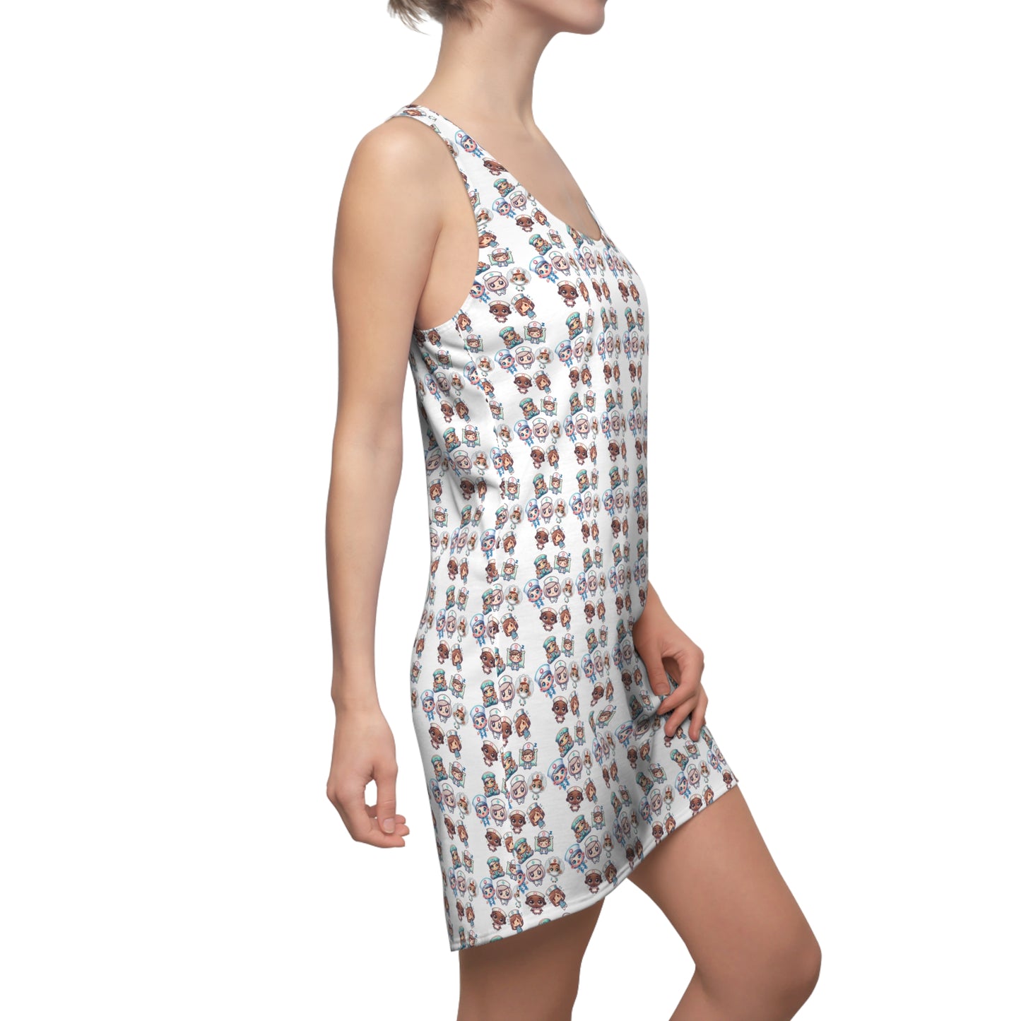 Floral Racerback Dress, Summer Outing Dress, Casual Dress, Vacation Dress, Beach Cover-Up, Spring Fashion