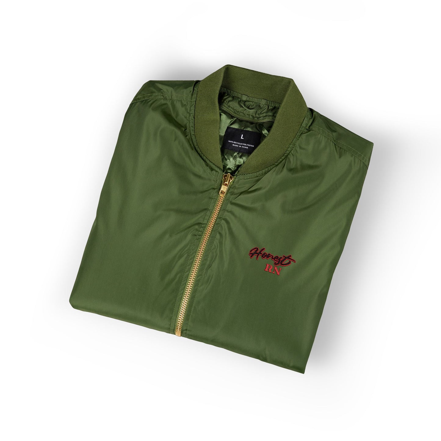 Honest RN Eco-Friendly Embroidered Bomber Jacket for Sustainable Style, Urban Fashion, Casual Outerwear, Gift for Her, Jacket