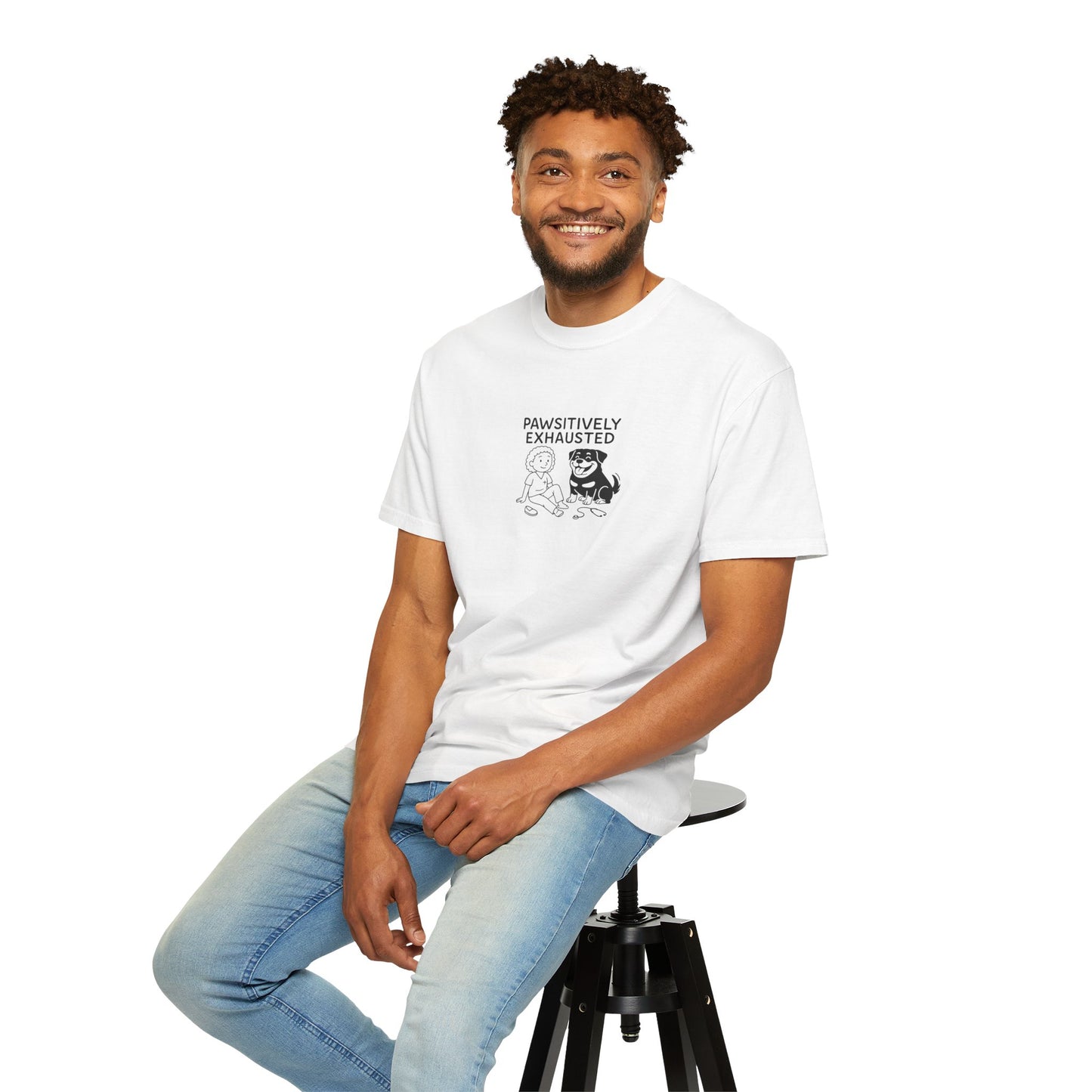 Pawsitively Exhausted Nurse T-Shirt - Unisex Garment-Dyed Tee for Pet Lovers