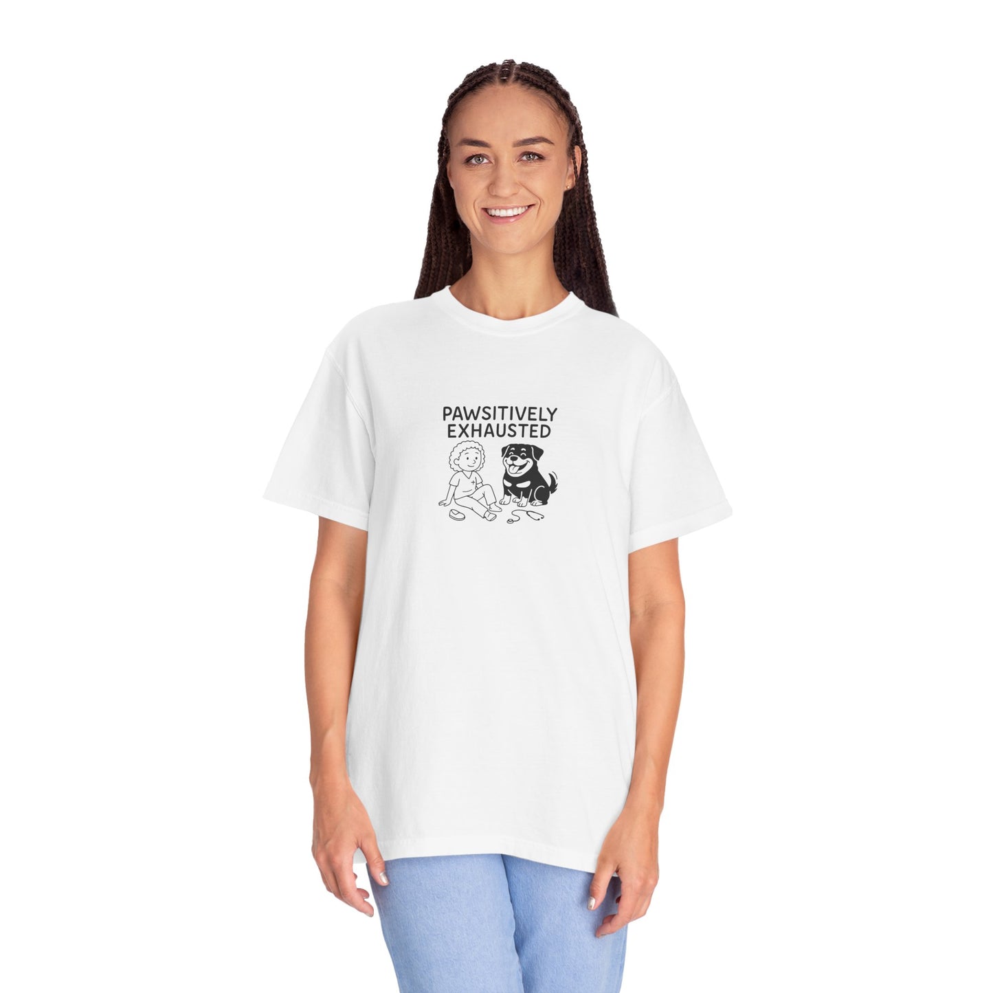 Pawsitively Exhausted Nurse T-Shirt - Unisex Garment-Dyed Tee for Pet Lovers