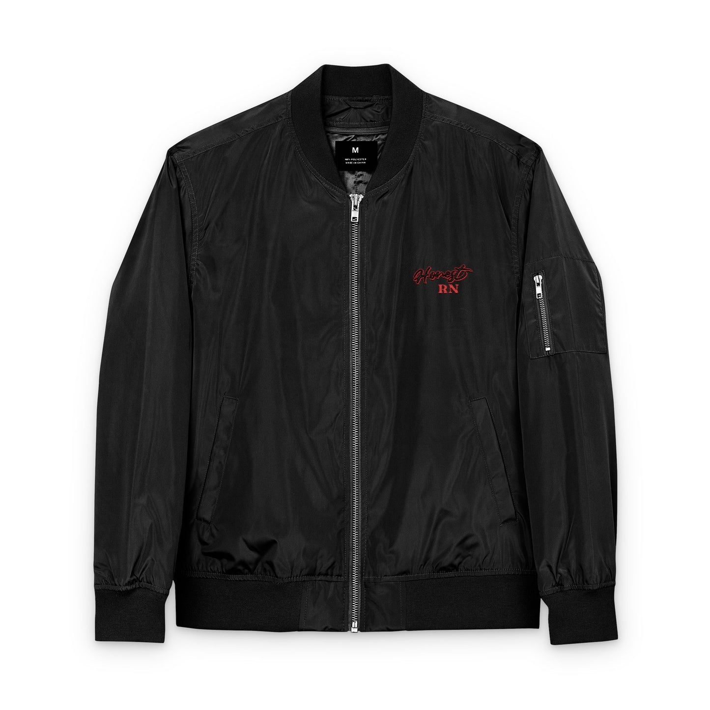 Honest RN Eco-Friendly Embroidered Bomber Jacket for Sustainable Style, Urban Fashion, Casual Outerwear, Gift for Her, Jacket