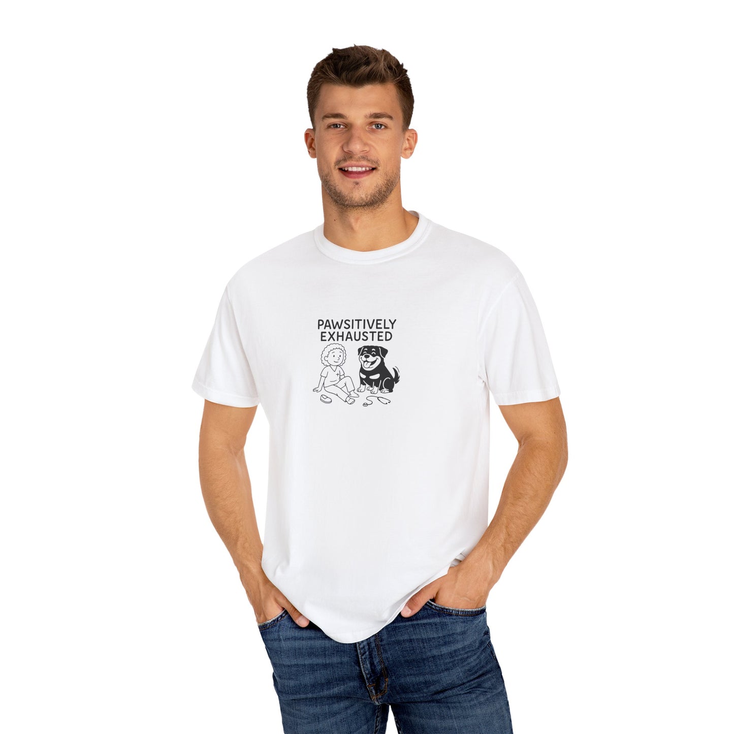 Pawsitively Exhausted Nurse T-Shirt - Unisex Garment-Dyed Tee for Pet Lovers