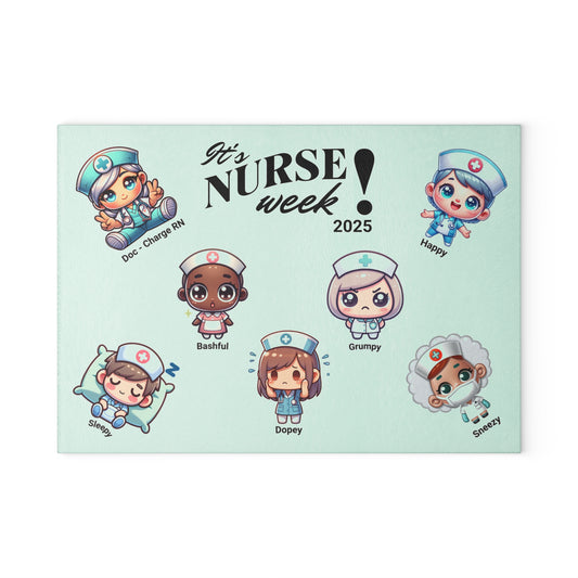 Cutting Board - Seven Nurse Dwarves Silly Design for Nursing Week 2025