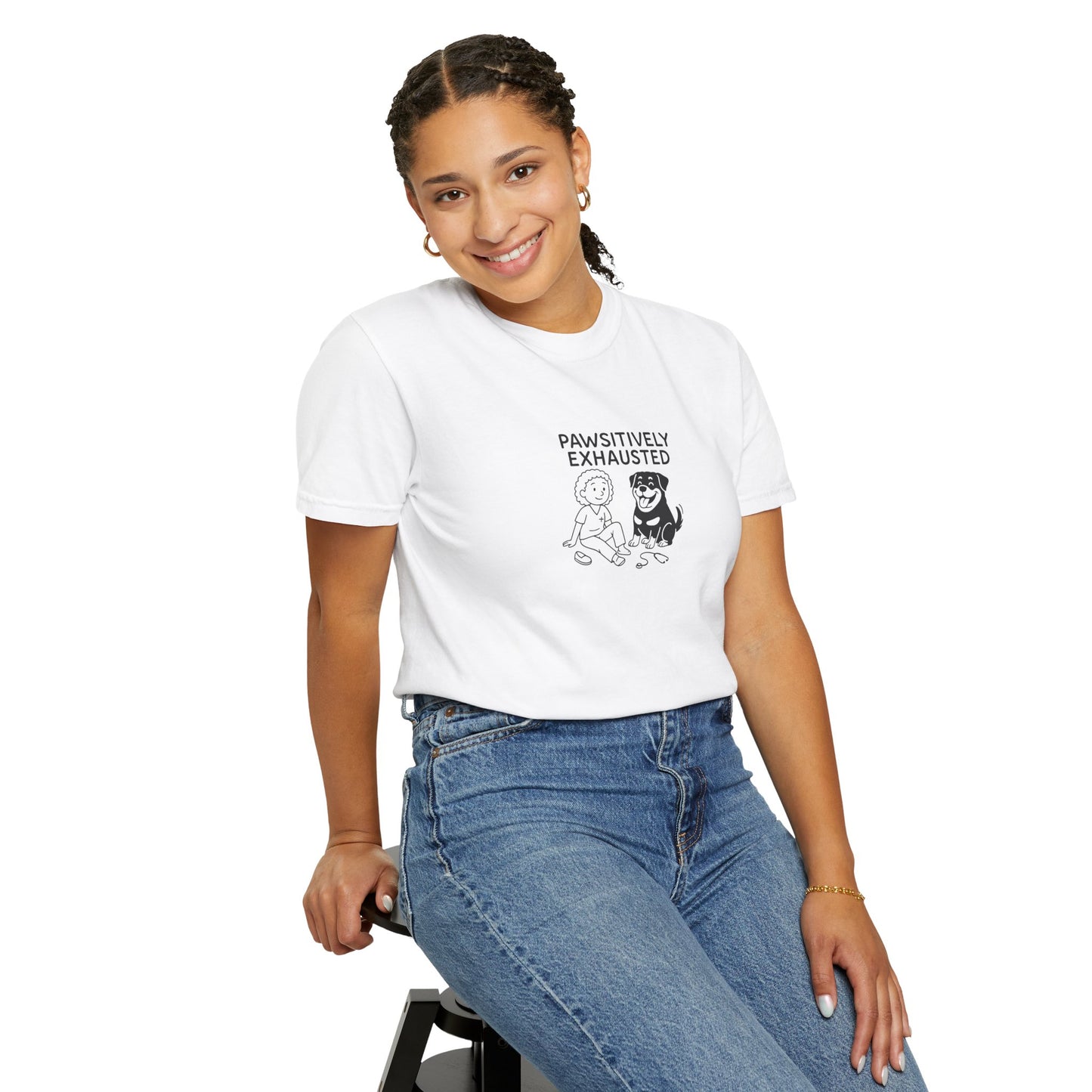 Pawsitively Exhausted Nurse T-Shirt - Unisex Garment-Dyed Tee for Pet Lovers