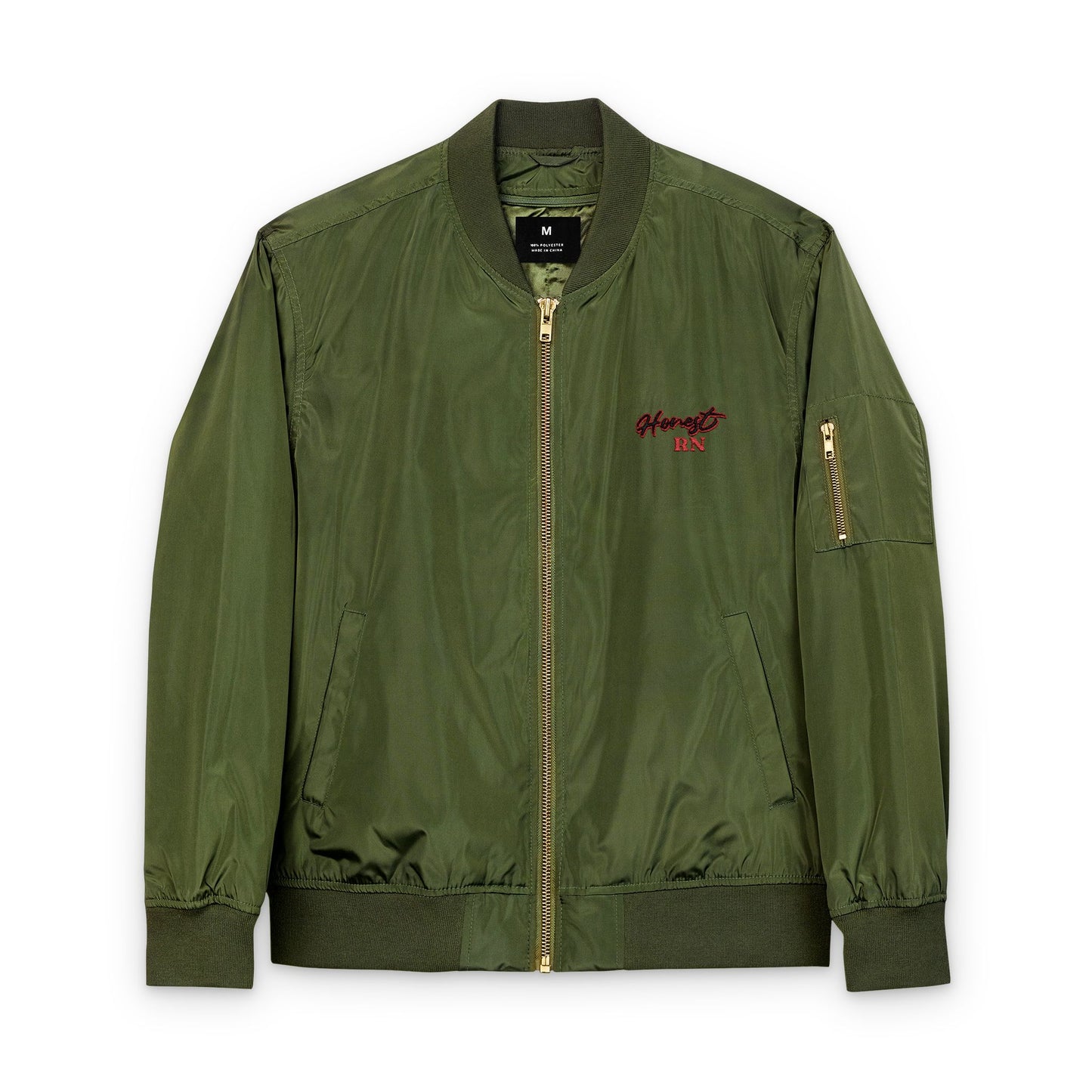 Honest RN Eco-Friendly Embroidered Bomber Jacket for Sustainable Style, Urban Fashion, Casual Outerwear, Gift for Her, Jacket