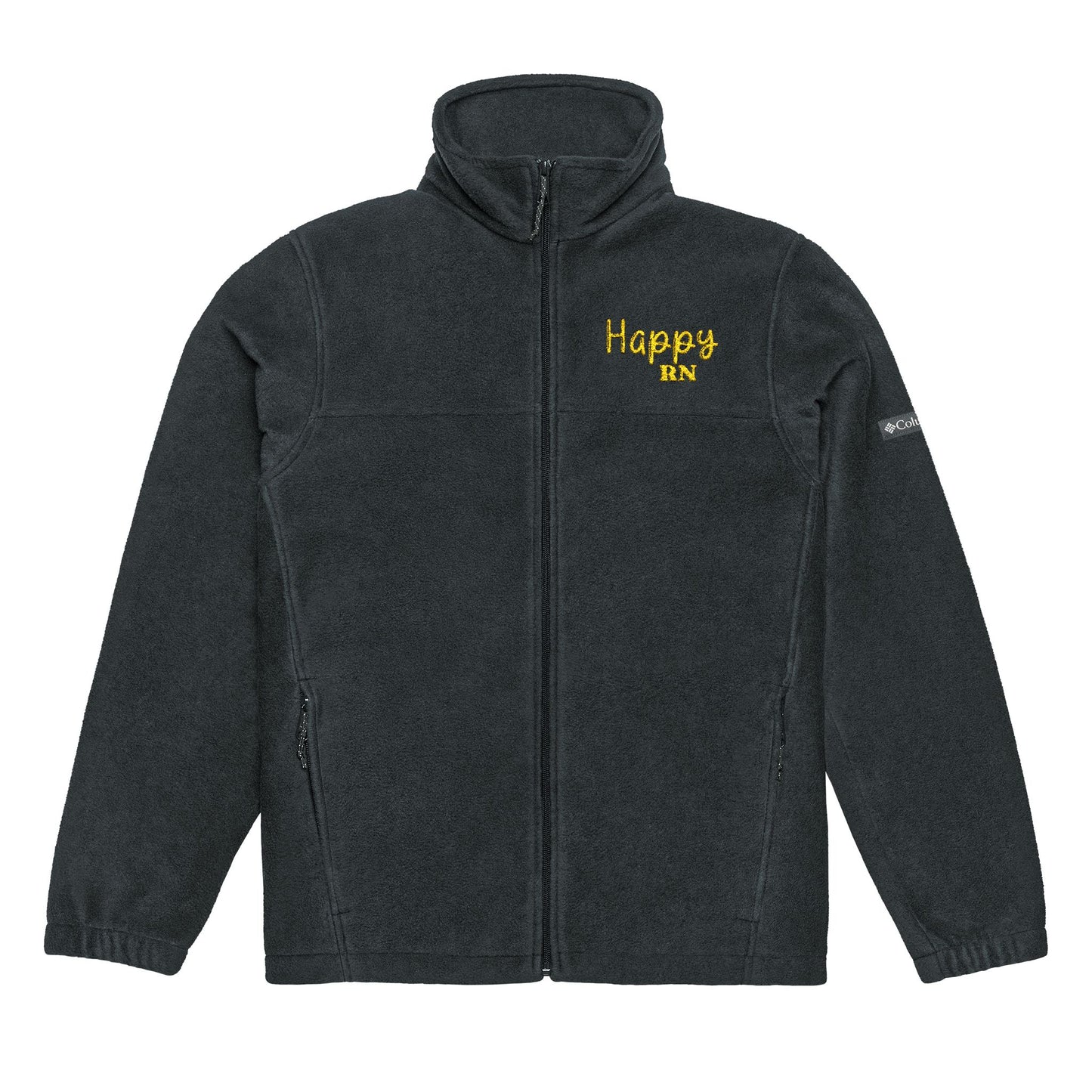 Happy RN Embroidered Fleece Jacket, Unisex Jacket, Cozy Outerwear, Fall Fashion, Winter Gift, Casual Layering
