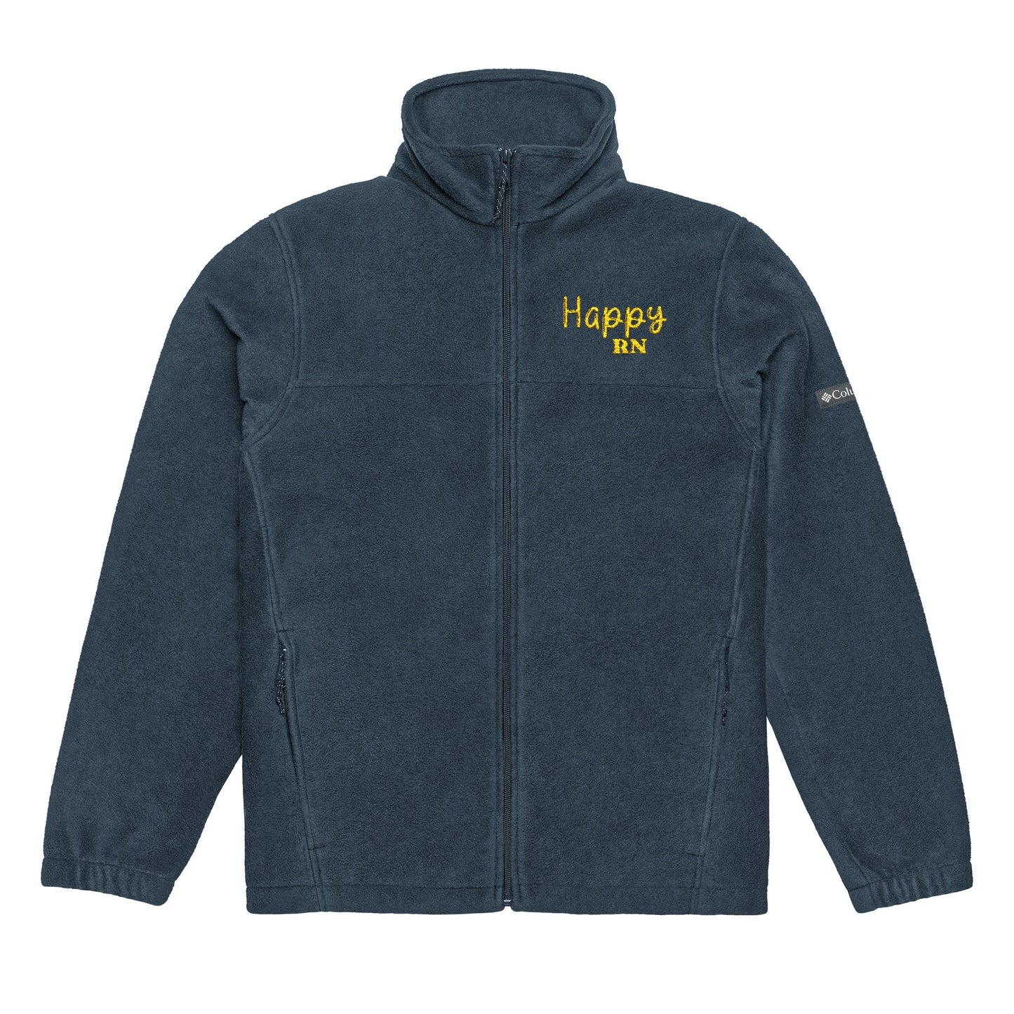 Happy RN Embroidered Fleece Jacket, Unisex Jacket, Cozy Outerwear, Fall Fashion, Winter Gift, Casual Layering