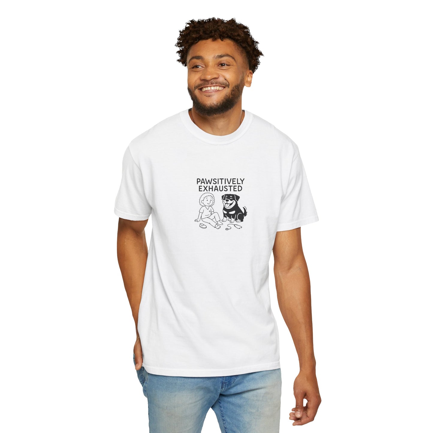 Pawsitively Exhausted Nurse T-Shirt - Unisex Garment-Dyed Tee for Pet Lovers