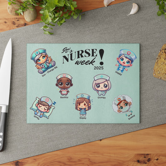 Cutting Board - Seven Nurse Dwarves Silly Design for Nursing Week 2025