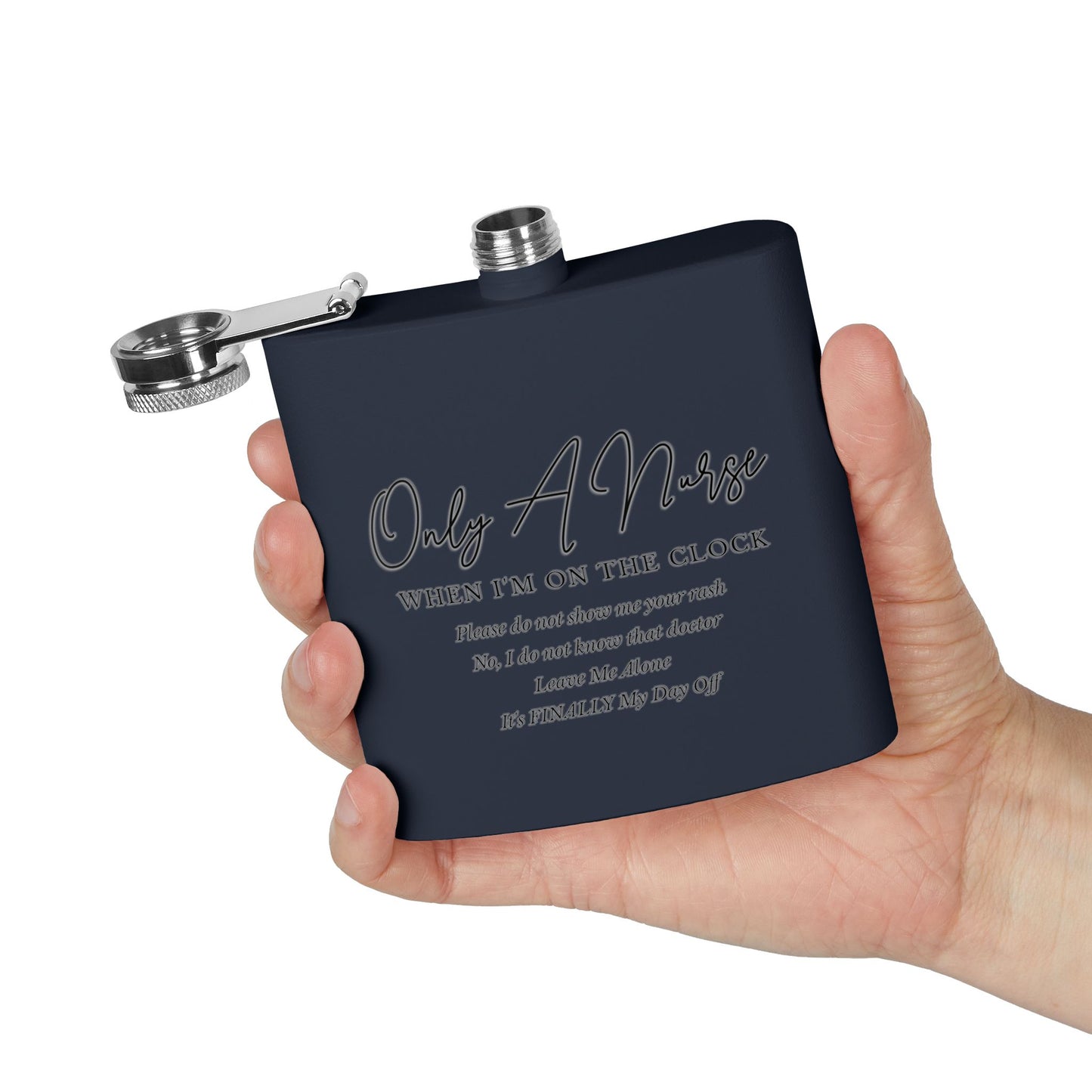 Nurse On The Clock Flask, Healthcare Worker Gift, Funny RN Gift, Medical Professional Gift, Stainless Steel Drinkware, Hospital Staff