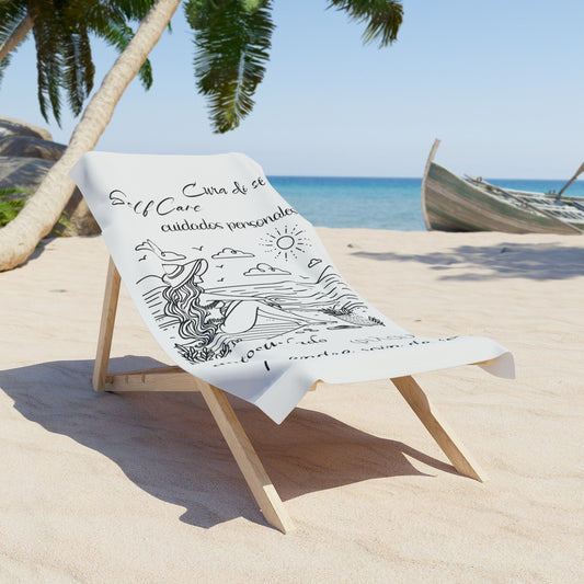Self-Care Beach Towel | Cute Summer Towel for Beach Days, Travel Towel, Relaxation Gift, Inspirational Beach Gear, Vacation Essentials