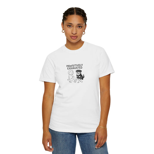 Pawsitively Exhausted Nurse T-Shirt - Unisex Garment-Dyed Tee for Pet Lovers