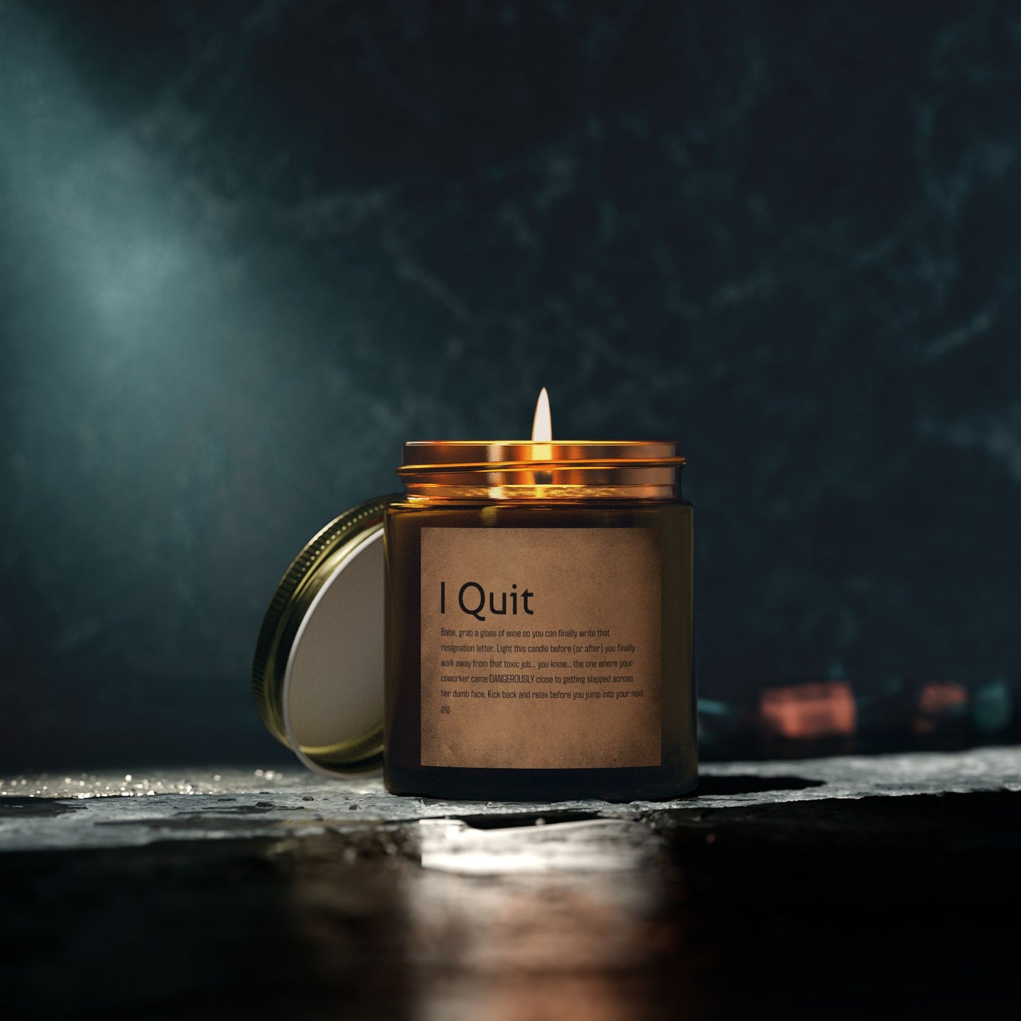 I Quit Scented Candle - Motivational Coconut Apricot Wax, Relaxing Home Decor, Self-Care Gift, Office Stress Relief